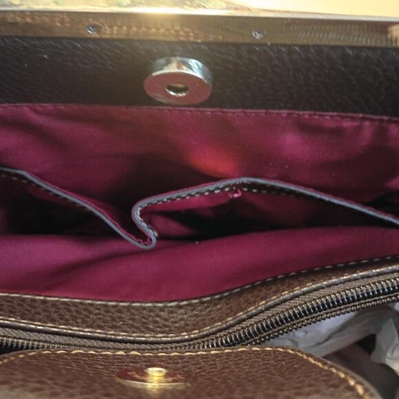 Anne Klein Designer Style Chain Print Briefcase Tote Bag Purse - Picture 3 of 9